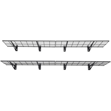 Mophorn Scaffale da Parete per Garage Portaoggetti 2 pezzi 183x31,5x12,2 cm, Mensola a Griglia da Muro per Garage Lavanderia Officina con Capacità di Carico Singolo fino a 136 kg,  Nero