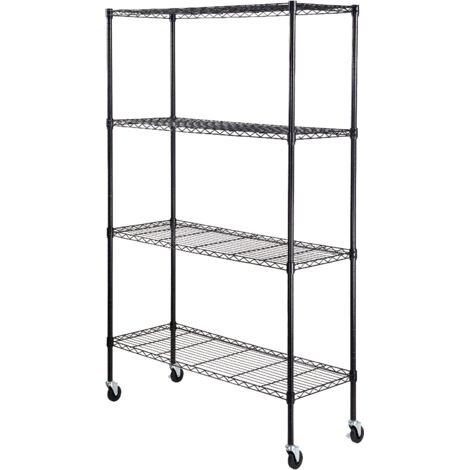 Mophorn Scaffale portaoggetti con Ruote, 4 Ripiani Regolabili, Capacita 700 Libbre, Scaffali da Garage per Carichi Pesanti Scaffale Metallico Organizzatore in Metallo, Nero, 47,2"x17,7"x74"