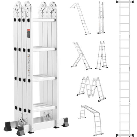 Mophorn Scala Pieghevole Multiuso, Scaletta Estensibile Alta 7 in 1, Scala Telescopica a 4 Gradini con Telaio, Scala Regolabile per Carichi Pesanti con Altezza di Portata di 15,5 Piedi.