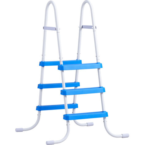 Mophorn Scaletta per Piscine Fuori Terra, Scala di Sicurezza a 3 Gradini con Struttura ad A, Altezza 91,4 cm, Telaio in Acciaio Robusto, Gradini Antiscivolo e Ampi con Capacità di Carico di 136 kg