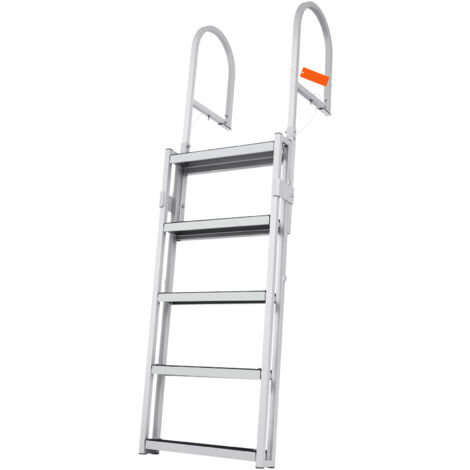 Mophorn Scaletta per Pontile Retrattile 5 Gradini, Portata 158 kg, Scaletta per Barca per Pontone Lega di Alluminio Altezza Regolabile 1700-2005 mm Tappetino in Gomma per Barca Piscina