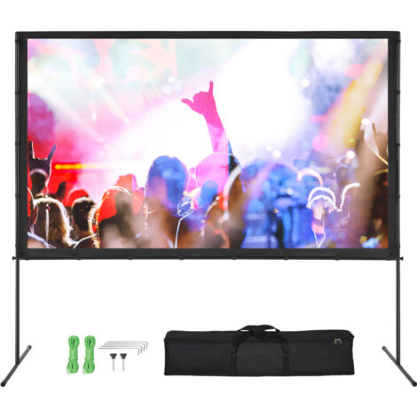 Mophorn Schermo per proiettore con supporto, 100 pollici 16:9. 4K 1080 HD per esterni. Antipiega. Con piedini a barra e borsa per il trasporto. Ideale per home theater