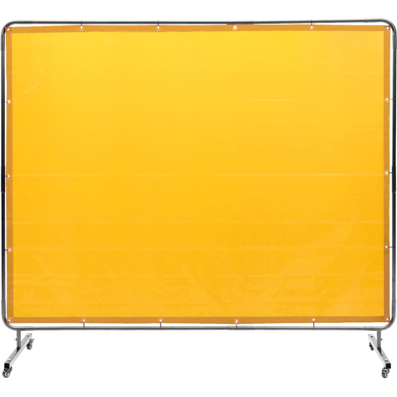 Image of Schermo per saldatura 6' x 8' con telaio, tenda di protezione in vinile ignifugo su 4 ruote girevoli (2 bloccabili), schermo professionale mobile per