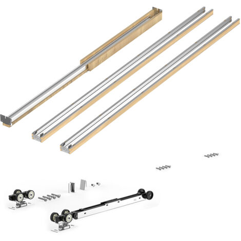 Mophorn Schiebetürrahmen-Set für Türen mit einer Breite von 610–762 mm und einer Höhe von 2032 mm, aus verzinktem Stahl und Holz gefertigt, mit Zwei-Wege-Soft-Close-Funktion und ruhigem Lauf
