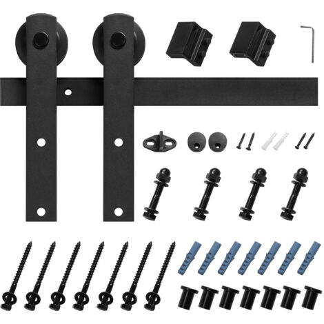 Mophorn Schiebetürsystem 3 m, Türbeschlag mit einer Tragkraft von 150 kg, geeignet für Türen bis 1524 mm Breite und 34,92 mm bis 44,45 mm Dicke, I-förmige Rollen, Schwarz