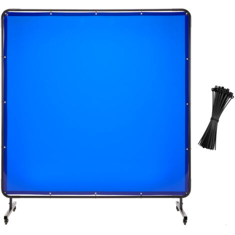 Mophorn Schweißvorhang 1740x1740 mm, flammhemmende Vinyl-Schutzwand mit feststellbaren Rollen und UV-Schutz in 6 Stufen, ideal für Werkstatt- und Industrieanwendungen, Blau