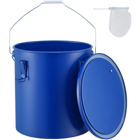 Mophorn Secchio per Grasso per Friggitrice, 6 Gal Secchio per Olio per Friggitrice in Acciaio al Carbonio, con Coperchio, Clip Chiusura, Sacchetto Filtraggio dellOlio Cucina Caldo, Blu