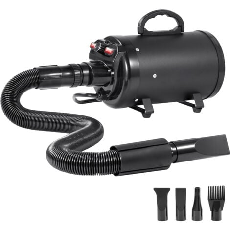 Mophorn Sèche-cheveux pour chien 2000 W, sèche-cheveux de toilettage pour animaux de compagnie 2,7 CV avec vitesse et température réglables, 4 buses et tuyau extensible, noir
