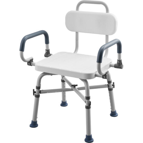 Mophorn Sedia da doccia girevole a 360° con braccioli e schienale, ideale per anziani e pazienti, capacità 227 kg, sedile rotante per vasca e box doccia con altezza regolabile da 415 a 540 mm