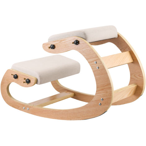 Mophorn Sedia Ergonomica da Ginocchio con Cuscino in Schiuma, Capacità di Carico 120 kg, Sedia Inginocchiata con Struttura in Legno, Sgabello Regolabile per Lavoro, Lettura e Meditazione , Beige