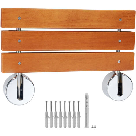 Mophorn Sedile doccia pieghevole in teak, 20,1"x 13,2" aperto, panca doccia pieghevole a parete con capacità di carico di 440 libbre, salvaspazio per tutte le età a casa