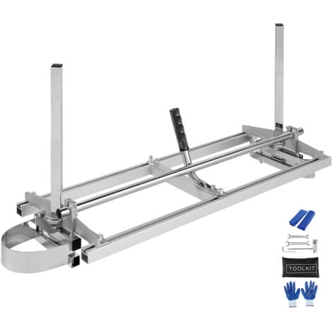 Mophorn Segheria portatile, barra di guida da 14“-36”, acciaio zincato, sega a catena per tavole di spessore 0,2“-11,81”, segheria per legno a taglio incrociato per costruttori, argento