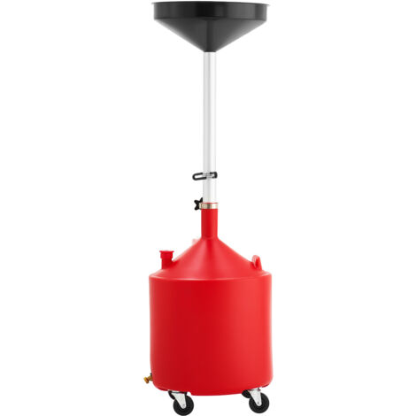 Mophorn Serbatoio di Scarico per Fluidi Industriali, 68 L con Imbuto Regolabile, Ruote e Sistema di Drenaggio per Trasferimento di Liquidi, Ideale per Officine Meccaniche, Rosso