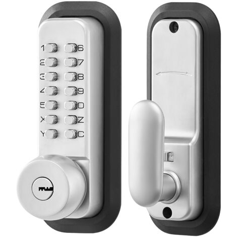 Mophorn Serratura Meccanica con Tastiera Monofacciale Codice da 4-7 Cifre, Blocco Porta Senza Chiavi con Pomello e Funzione di Bloccaggio Automatico, Ideale per Porta d'Ingresso, Garage, Argento