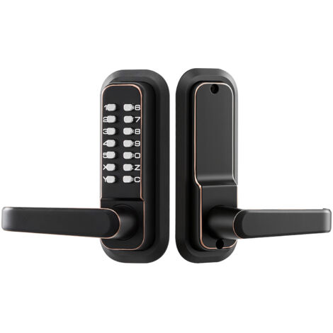 Mophorn Serratura meccanica per porta con tastiera monofacciale, codice da 4 a 7 cifre, serratura senza chiave con maniglia e bloccaggio automatico, ideale per porte d'ingresso, finitura bronzo