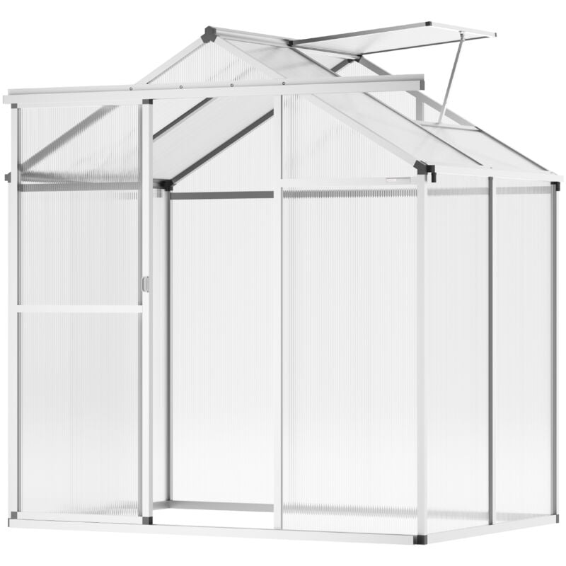Serre en polycarbonate, 6 x 4 pi, extérieure, évents réglables et porte coulissante pour le jardinage dans l'arrière-cour. - Mophorn