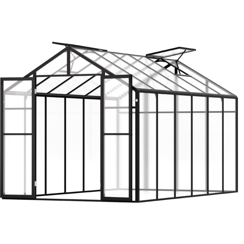 Serre en polycarbonate, 8 x 12 pi, serre extérieure avec fonctionnalités utiles pour le jardin extérieur. - Mophorn