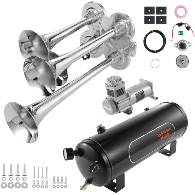 Image of Mophorn - Set Clacson da Camion Auto, Set da 4 Trombe Clacson 150 dB per Camioncini,Compressore deAria da 12V Pressione 120 psi, Serbatoio 12 Litri