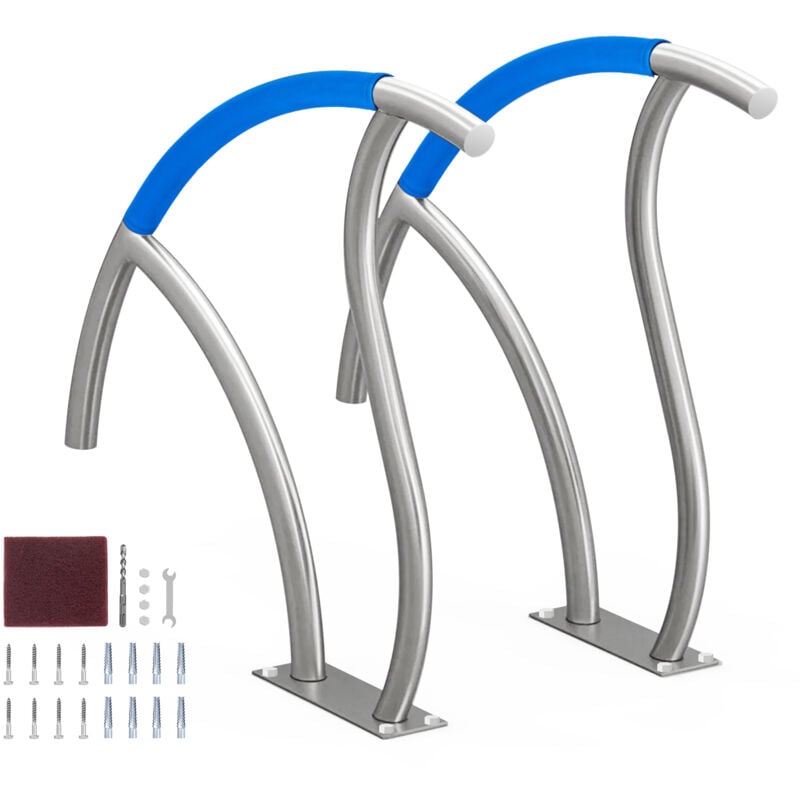 Image of Mophorn - Set corrimano per piscina, 2 pezzi 30x30 pollici, struttura in acciaio inossidabile, garanzia di sicurezza con design antiruggine e comoda