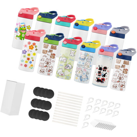 Mophorn Set di 12 bottiglie per sublimazione, capacità singola di 355 mL, bottiglie termiche in acciaio inox 304 per uso alimentare, con doppia parete isolante e cannucce incluse
