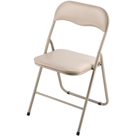 Mophorn Set di 4 sedie pieghevoli in pelle con struttura in metallo robusto e seduta imbottita, sedie portatili per tavolo da gioco, sgabelli impilabili per casa e giardino, colore cachi