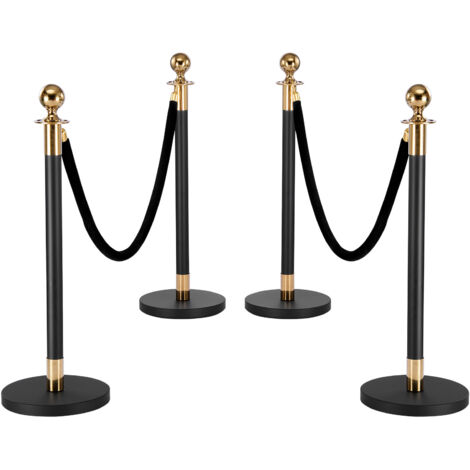 Mophorn Set di barriere per il controllo della folla con 2 corde in velluto nero,pali in acciaio al carbonio robusto con base stabile,ideale per teatri, feste, matrimoni, mostre ed eventi, colore nero