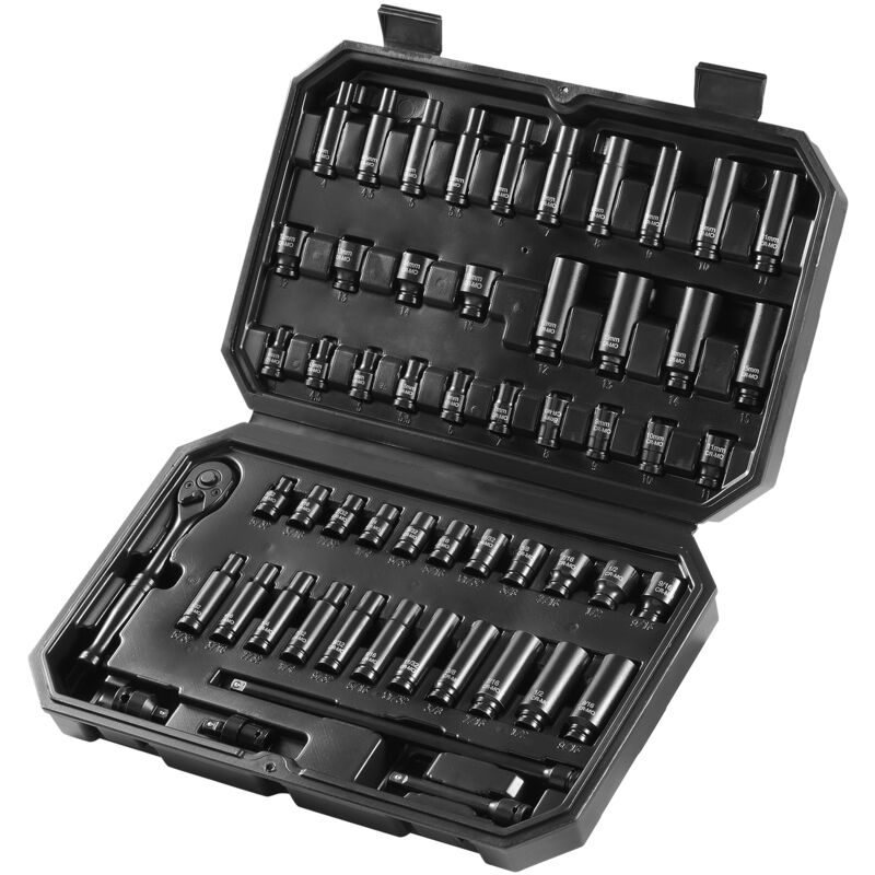 Image of Mophorn - Set di bussole a impatto da 55 pezzi con attacco da 1/4', sae profondo e poco profondo da 5/32' a 9/16' e metrico da 4 a 15 mm, acciaio