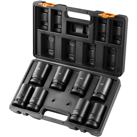 Mophorn Set di bussole a percussione, Set di bussole profonde 1 pollice 8 pezzi, Set di bussole metriche 27-41mm 6 punti in acciaio legato Cr-Mo per riparazioni auto con custodia per attrezzi