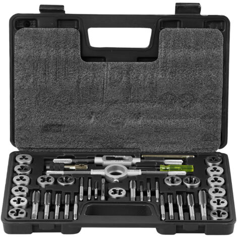 Mophorn Set di maschi e filiere, 40 pezzi, metrico M3-M12, acciaio per cuscinetti, utensili per filettatura esterna/interna, accessori completi con custodia