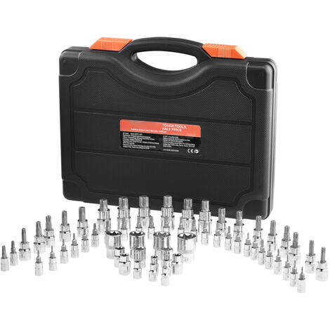 Mophorn Set di punte Torx e bussole Torx esterne da 60 pezzi, T6-T70, TT6-TT70, TP8-TP60, E4-E24, acciaio S2 e Cr-V, attacchi da 1/4", 3/8", 1/2", con custodia