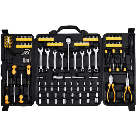 Mophorn Set di utensili meccanici da 221 pezzi, attacchi da 1/4" e 3/8", SAE e metrico