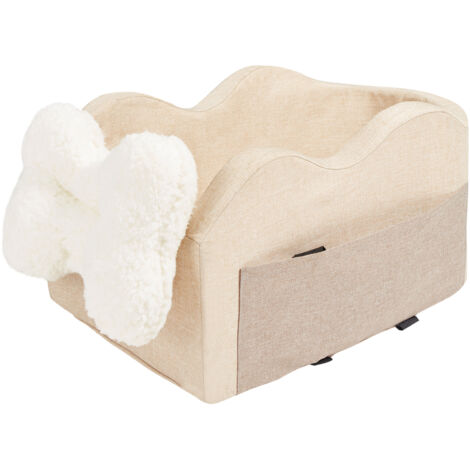 Mophorn  Siège auto pour chien Console, rehausseur de console centrale idéal pour petit chien, avec laisse à clipser, sangles réglables, peut supporter jusqu'à 3,6 kg, marron clair