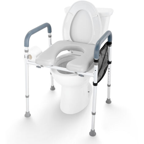 Mophorn – Siège de toilette surélevé 19,3' - 25,2' avec 7 réglages de hauteur – Capacité 350 lb – Aluminium durable – Rembourré pour confort