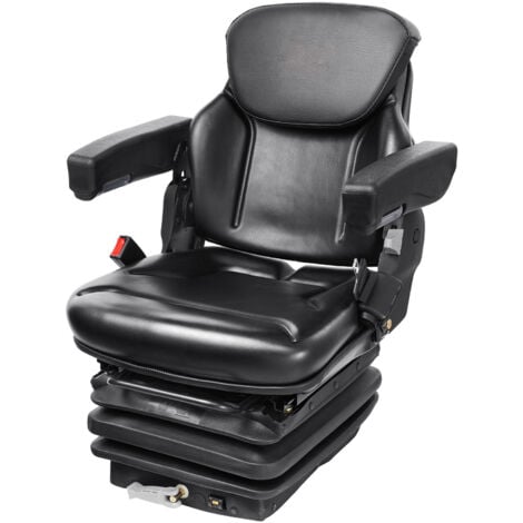 Mophorn Siège de tracteur universel à suspension , siège de chariot élévateur rabattable avec dossier à angle réglable, micro-interrupteur, ceinture de sécurité et accoudoirs