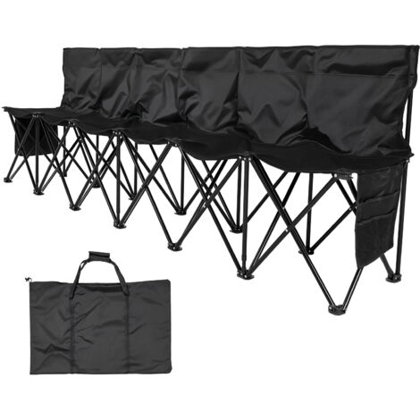 Mophorn Silla plegable de 6 asientos con bolsillos laterales y traseros, respaldo y bolsa de transporte, ideal para camping y actividades al aire libre, color negro