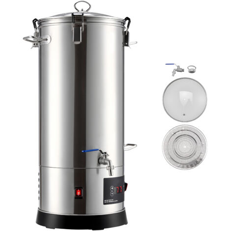 Mophorn Sistema di Attrezzatura Elettrica per Produzione di Birra, Bollitore da 30 Litri per Uso Domestico, Cuocitore di Mosto con Canna Interna, Maniglia e Rubinetto, Kit Utensili per Homebrewing