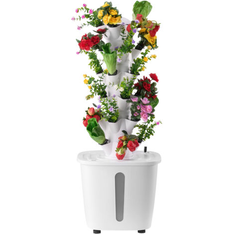 Mophorn Sistema di Coltivazione Idroponica, 30 Baccelli Verticali su 6 Livelli, Torre Mobile con Pompa dell'Acqua e Timer, Ideale per Germinazione Interna di Erbe, Frutta e Verdura