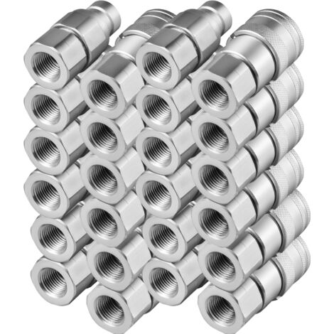 Mophorn Skid Steer Hydraulic Quick Connect Coupler, 1/2" Body with 1/2" NPT, 27.6 MPa (ISO 16028), 2 Pairs Hydraulic Couplings for Heavy-Duty Equipment, Durable Hydraulic Quick Coupler (12 Pairs)
