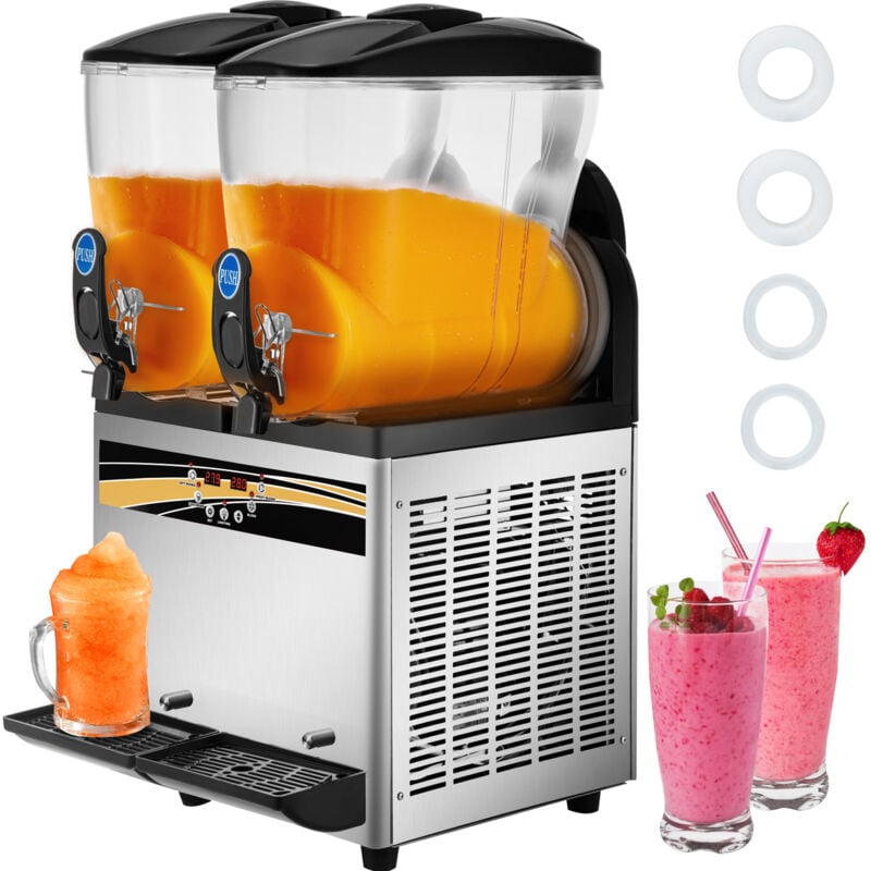 Slush Machine a boissons glacees reservoir 2x15L Machine a Margarita commerciale 1000W fabricant de boissons en acier inoxydable - Mophorn