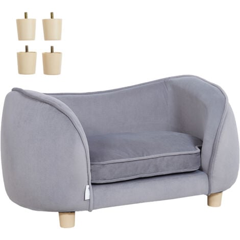 Mophorn Sofá para Mascotas, Sofá para Perros Pequeños y Gatos, Sofá Cama Suave y Aterciopelado para Perros, Sofá para Gatos con Carga de 30 kg, 685 x 380 x 380 mm, Gris Oscuro, Peso de Sofá de 3,9 kg