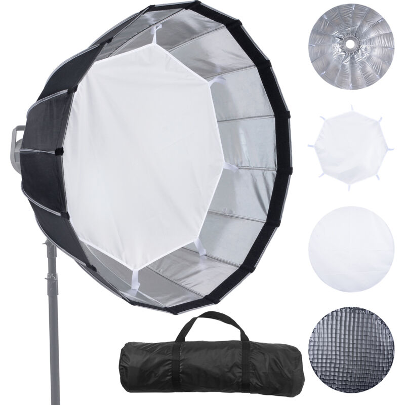 Mophorn - Softbox parabolique, 33 pouces / 850 mm, dégagement rapide et pliage, monture Bowens universelle, 4 effets d'éclairage pour la photographie