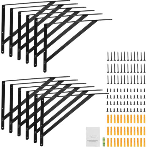 Mophorn Soporte para Estante, Soportes para Estante Flotantes Resistentes, Soporte para Estante Triangular de Color Negro, Soportes para Estantería de Acero con Capacidad de Carga de 160 Libras