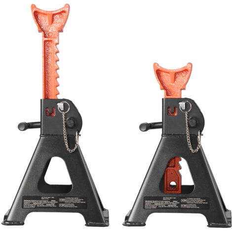 Mophorn Soportes de gato con capacidad de 3 t, altura ajustable de 10,8 a 16,3 pulgadas, fabricados en acero resistente con sistema de doble bloqueo, ideales para SUV, UTV/ATV, 1 par, negro y naranja