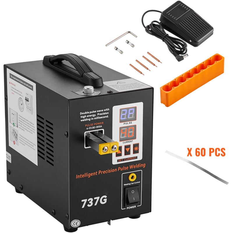 Soudeur par points à batterie 737G, machine de soudage portable haute puissance avec 2 modes et éclairage led pour nickel de 0,12 mm, pack de