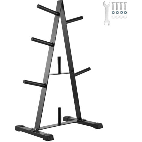 Mophorn Soutien pour plaques de poids, cadre en A pour plaques de 1 pouce, capacité de 500 lb, noir et parfait pour l'organisation de la salle de sport à domicile.