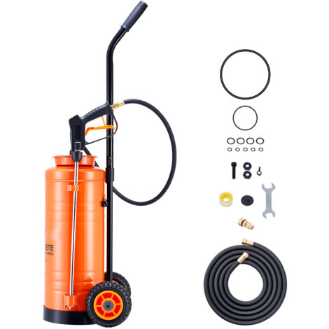 Mophorn Spruzzatore Industriale per Calcestruzzo con Carrello, Capacità 13,2 L, Pressione 25-60 PSI, Serbatoio in Acciaio Inox 240x210x680 mm, 2 Ugelli in Ottone, Ideale per Edilizia e Giardinaggio