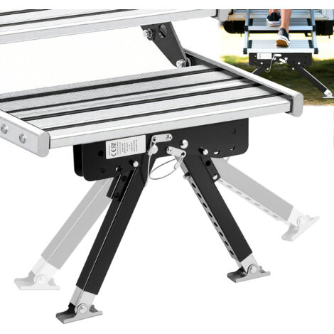 Mophorn Stabilizzatore per gradini RV, set di supporto regolabile in altezza per scale in acciaio con rivestimento a polvere, ideale per roulotte, rimorchi, con altezza regolabile da 76,2 a 381 mm