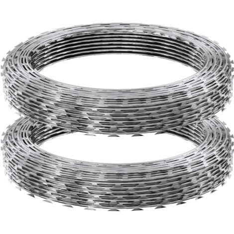 Mophorn-Stacheldraht, 30 m langer Stacheldraht. 2 Rollen Stacheldraht für Zäune und Umzäunungen. Stacheldrahtband, verzinkt. Ideal für den Garten.