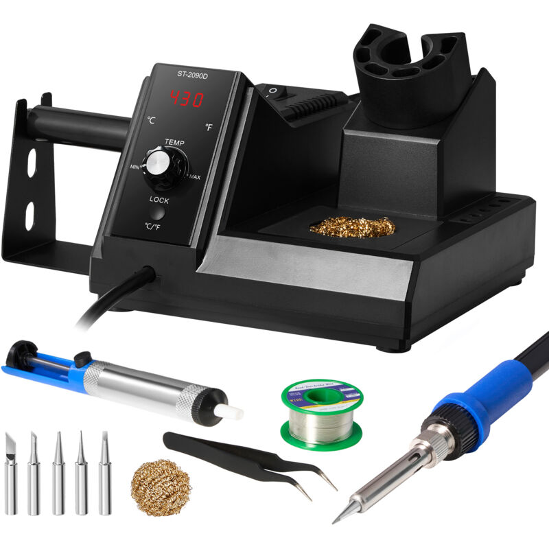 Mophorn - Station de fer à souder, kit numérique 80 w, 5 pointes incluses, ainsi que des accessoires utiles et une conversion °c/°f pour votre