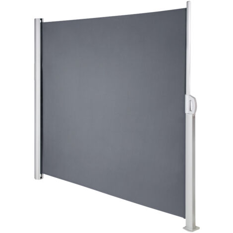 Mophorn Store latéral rétractable Mophorn, 180 x 299 cm, écran de confidentialité en aluminium, 280 g, séparateur de terrasse étanche, UV 30+, pare-vent pour jardin/balcon, gris